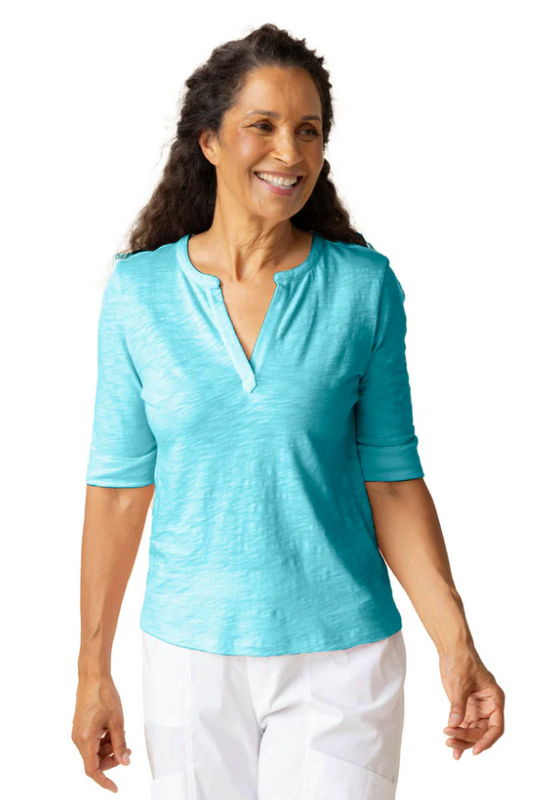 Habitat Cotton Pebble Split Neck Tee-50% OFF