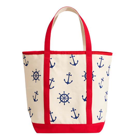 Helm & Anchor Print Canvas Tote Bag