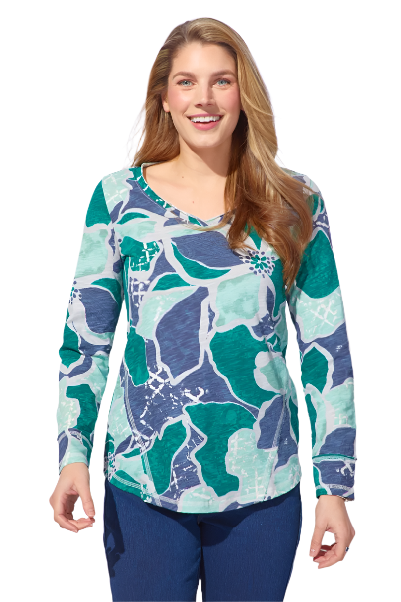 Escape Floral Cotton Laid Back V-Neck