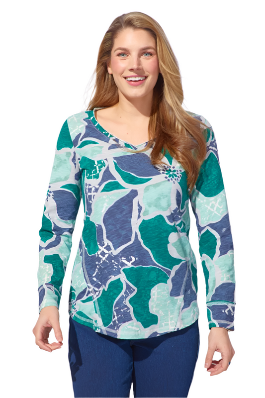 Escape Floral Cotton Laid Back V-Neck