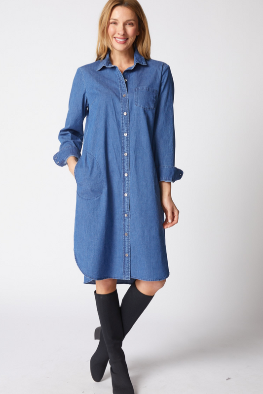 Habitat Perfect Travel Denim Cafe Midi Dress-NEW!