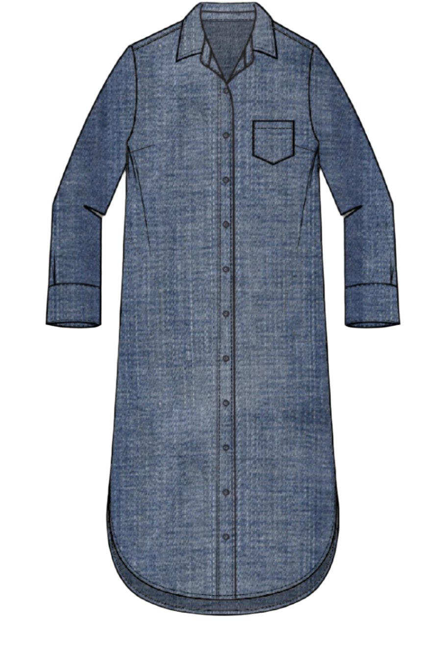 Habitat Perfect Travel Denim Cafe Midi Dress-NEW!