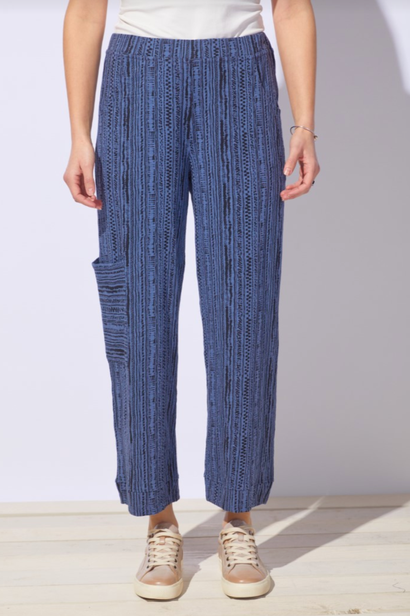 Escape Stripe Cotton Slub J Pocket Ankle Pant-NEW COLOR