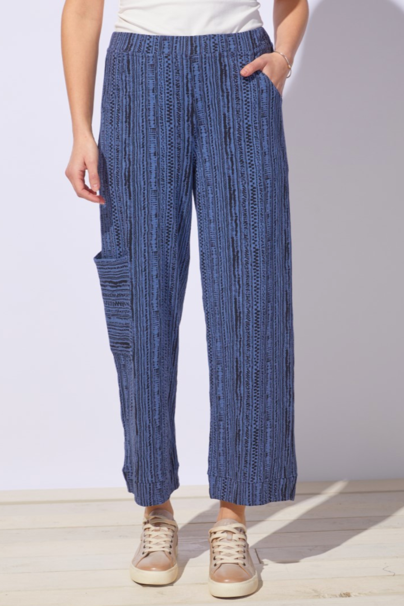 Escape Stripe Cotton Slub J Pocket Ankle Pant-NEW COLOR