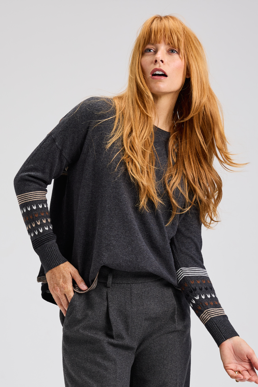 Zaket & Plover Patterned Back Sweater-NEW