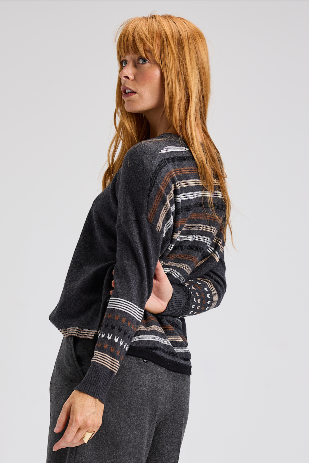Zaket & Plover Patterned Back Sweater-NEW