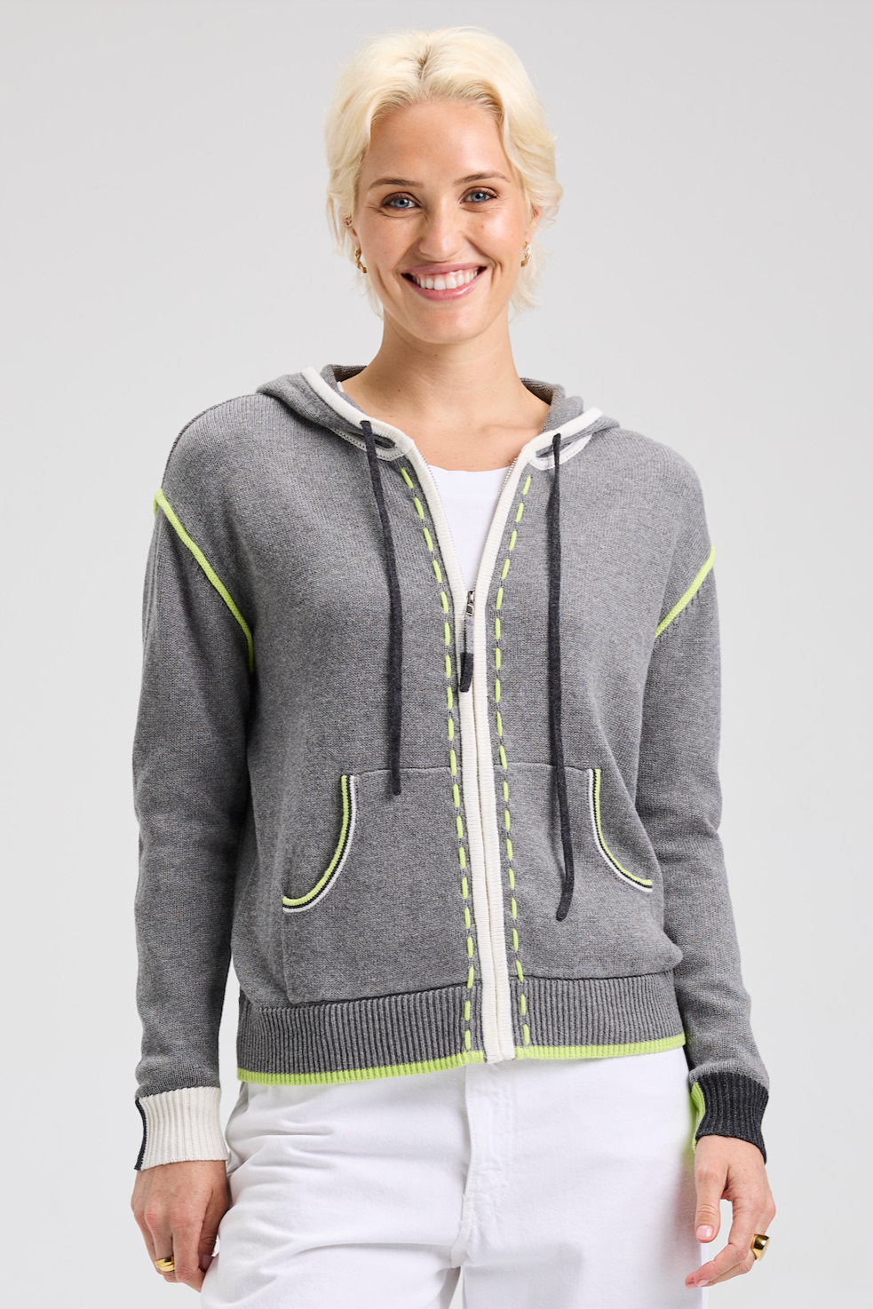 Zaket & Plover Zip-Up Threaded Hoodie-NEW