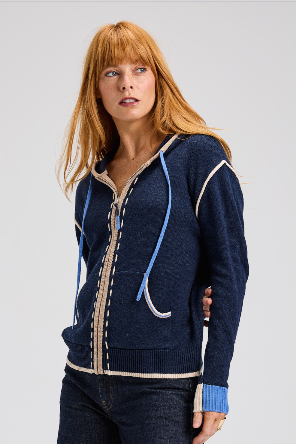 Zaket & Plover Zip-Up Threaded Hoodie-NEW