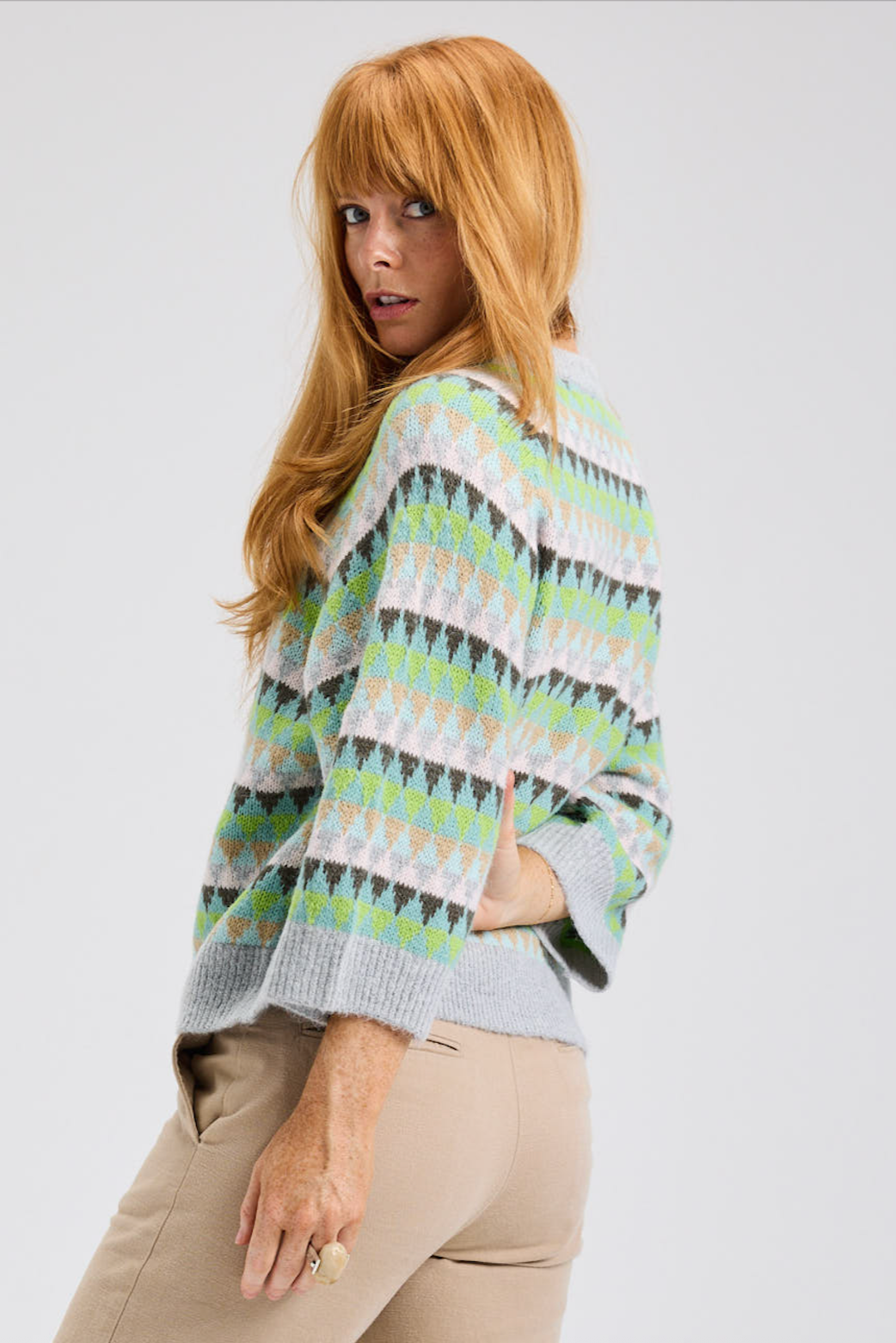 Zaket & Plover Mohair Blend Fair Isle Sweater-NEW