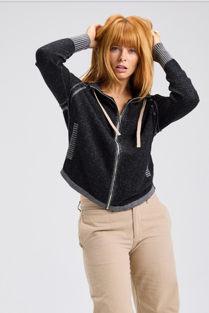 Zaket & Plover Two-Tone Zip Front Cardigan-NEW