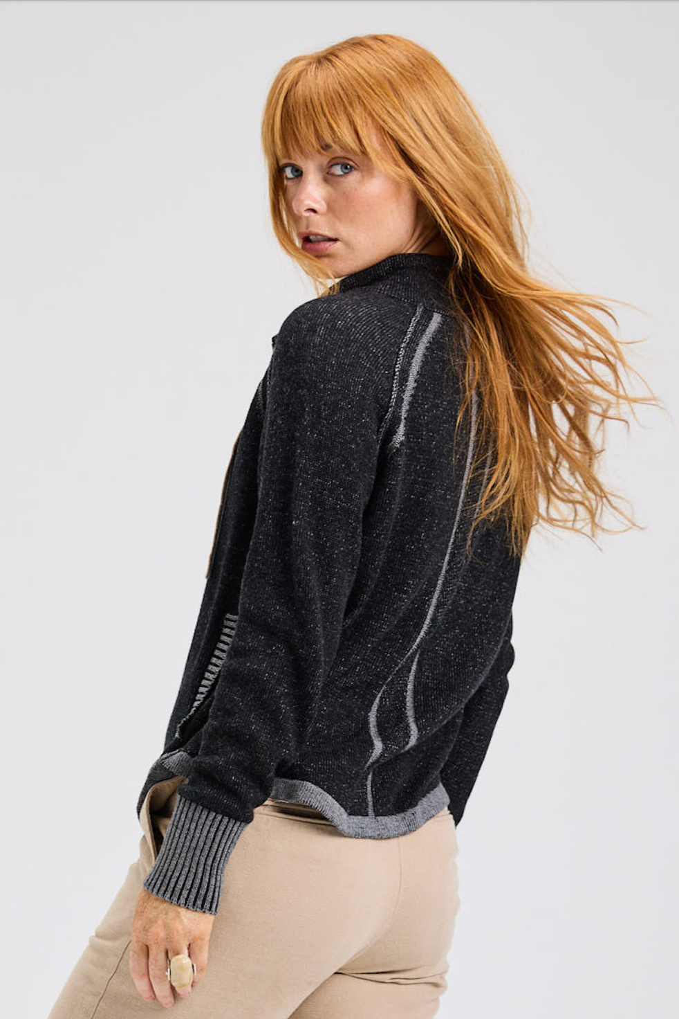Zaket & Plover Two-Tone Zip Front Cardigan-NEW
