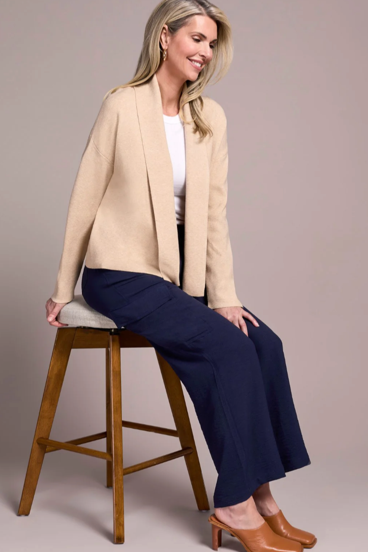 Tribal Double Knit Shawl Collar Coatigan-NEW