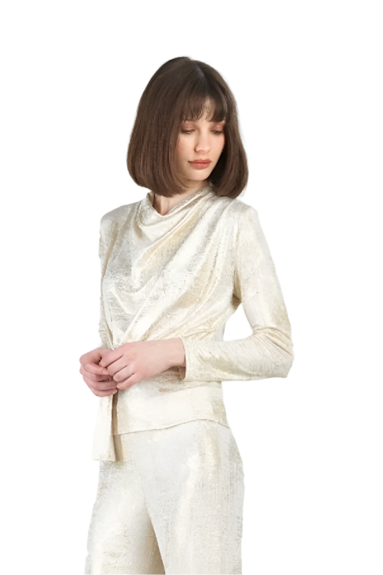 Clara SunWoo Shimmer Drape Top-NEW