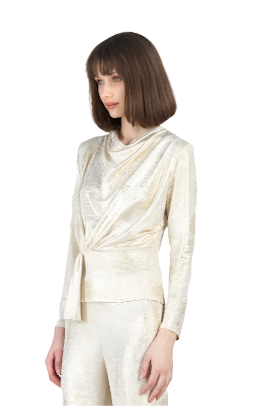 Clara SunWoo Shimmer Drape Top-NEW