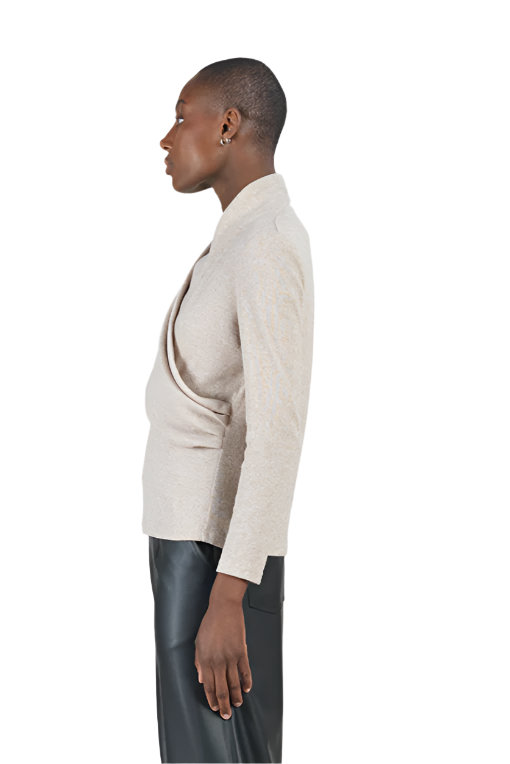 Clara SunWoo Faux Cashmere Drape Neck Sweater