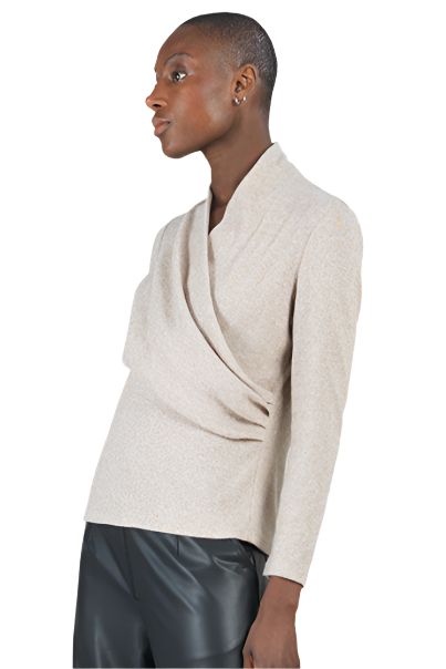 Clara SunWoo Faux Cashmere Drape Neck Sweater