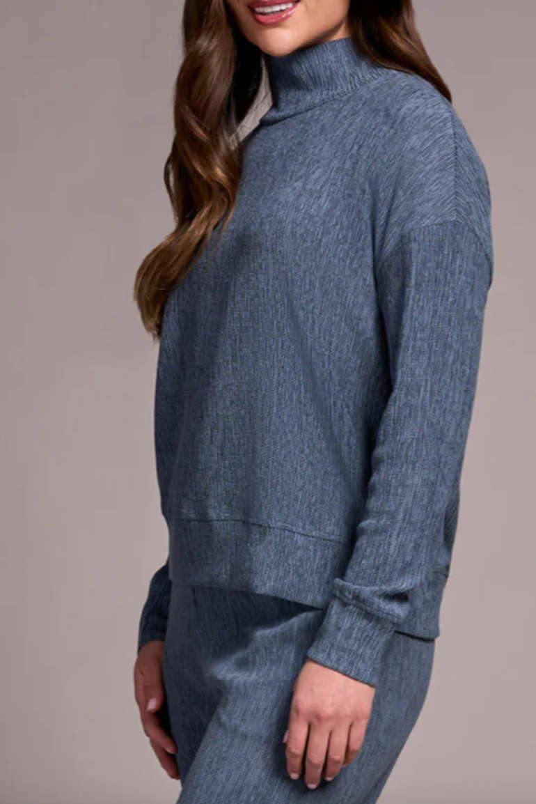Tribal Textured Mock Neck Top-NEW
