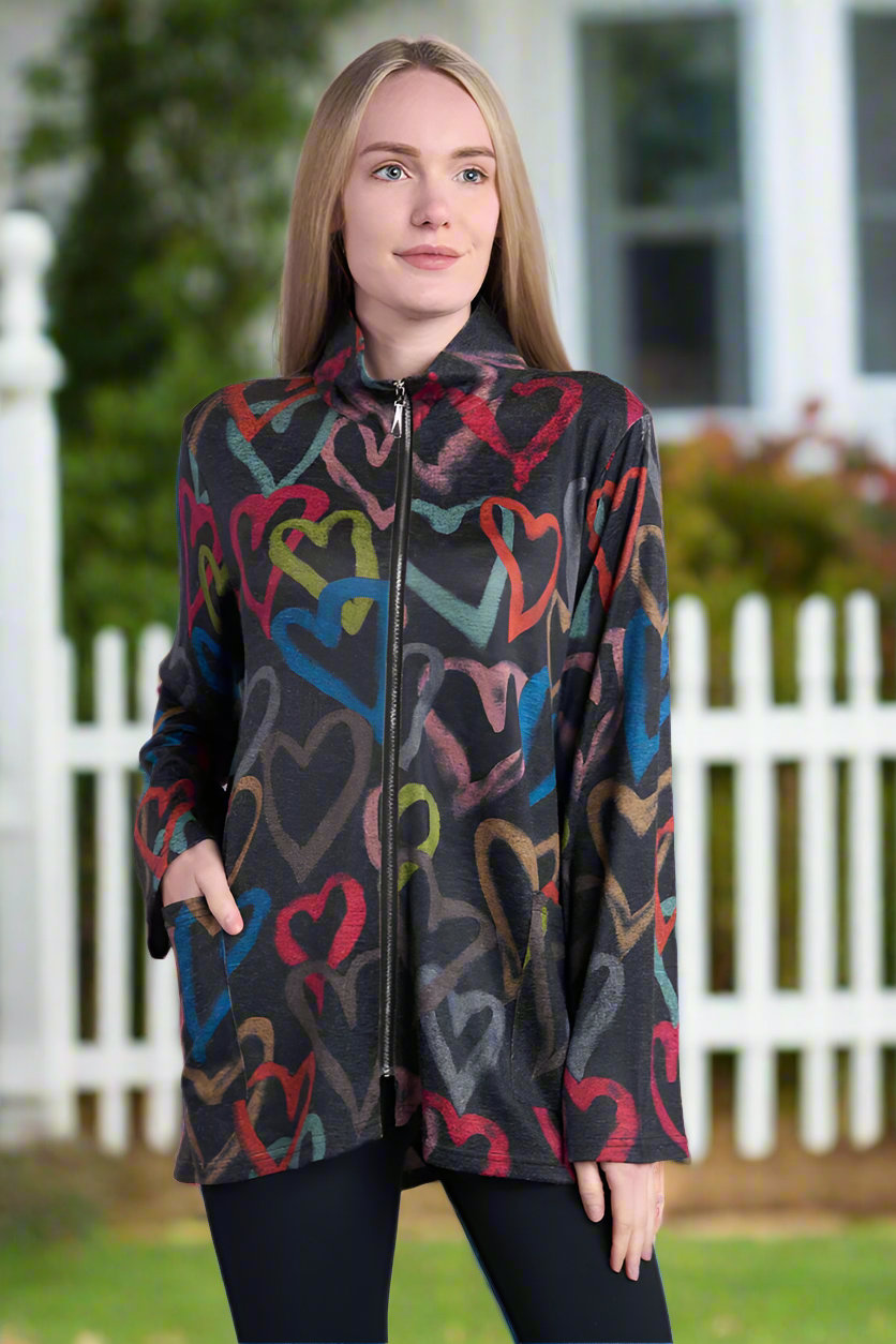 Shana Zip Front Heart Knit Jacket-NEW