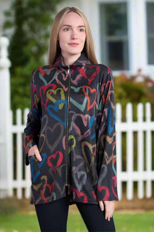 Shana Zip Front Heart Knit Jacket-NEW