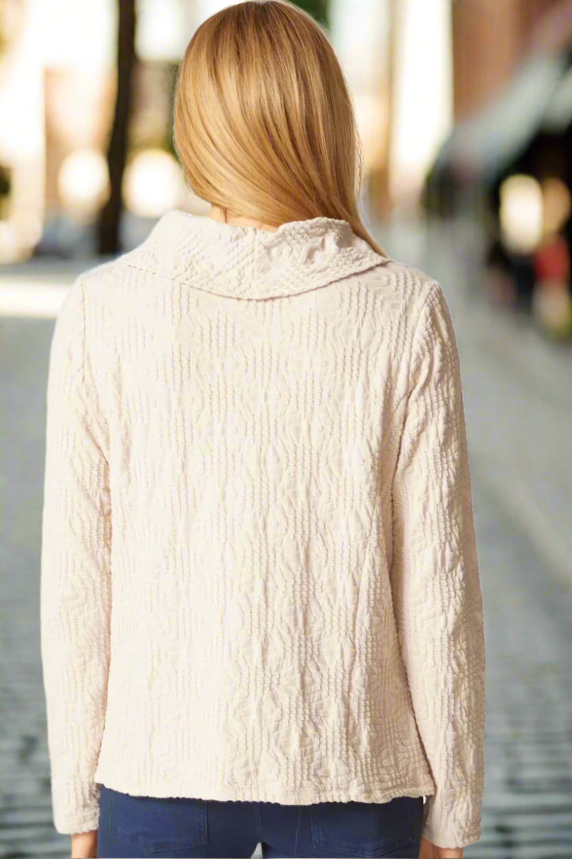Habitat Sunburst Knit Seamed Cowl Neck Top-NEW