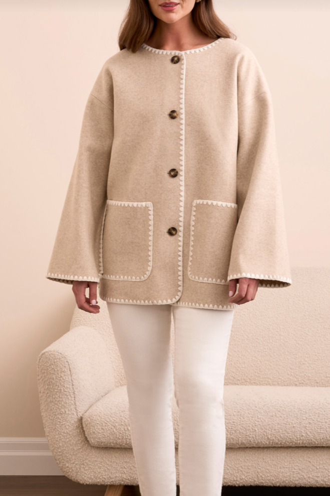 Tribal Coat with Detachable Scarf