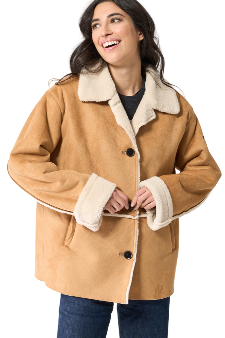 Batela Synthetic Suede Jacket with Sherpa Lining