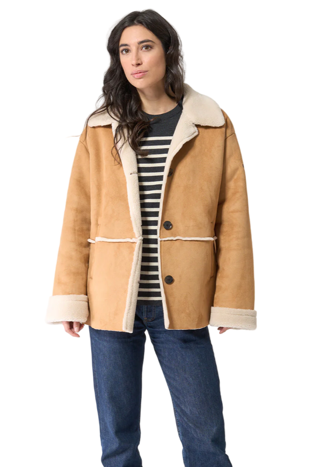 Batela Synthetic Suede Jacket with Sherpa Lining