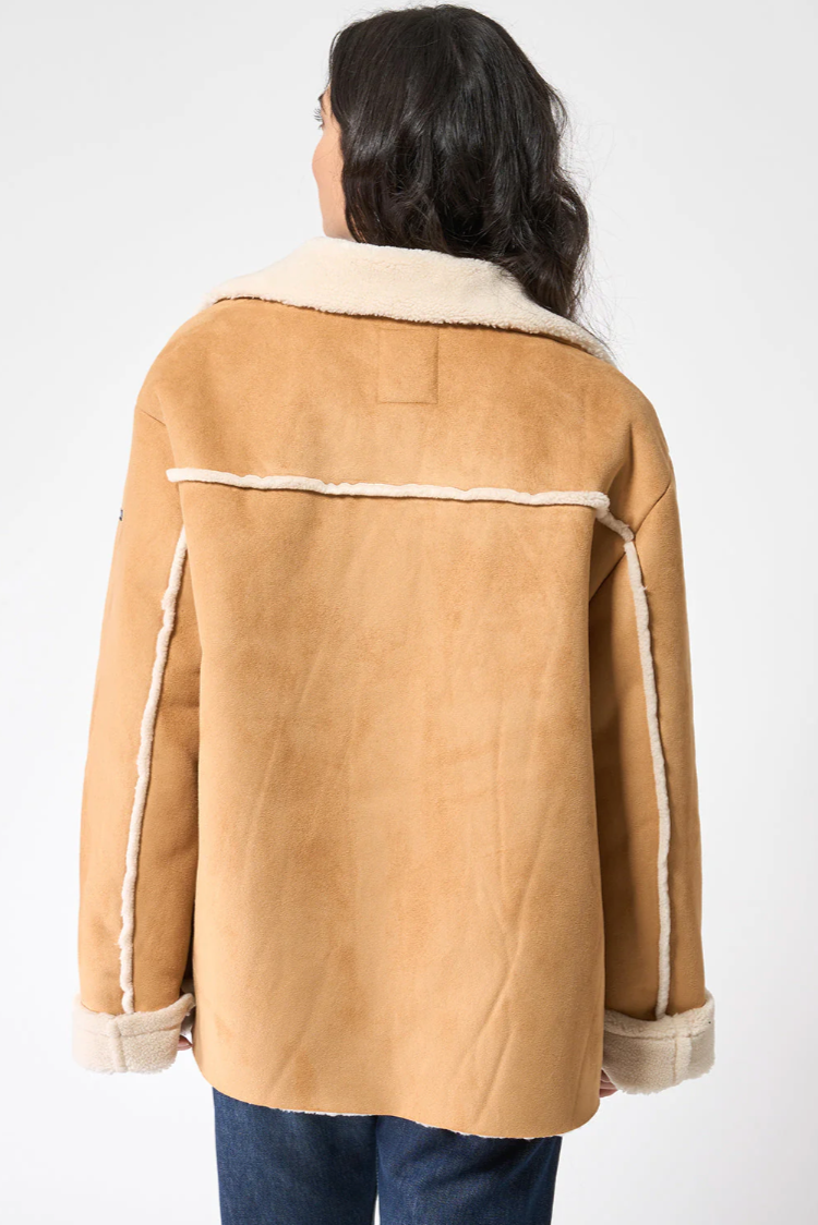 Batela Synthetic Suede Jacket with Sherpa Lining