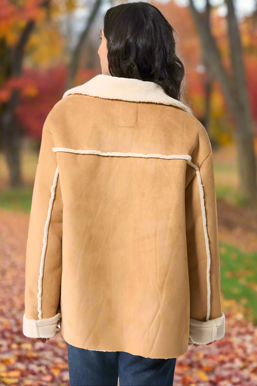 Batela Synthetic Suede Jacket with Sherpa Lining