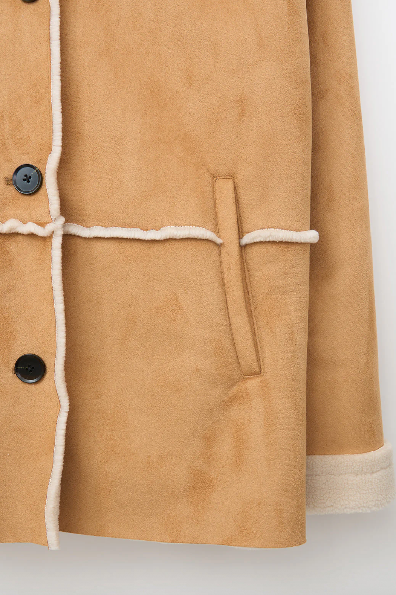 Batela Synthetic Suede Jacket with Sherpa Lining