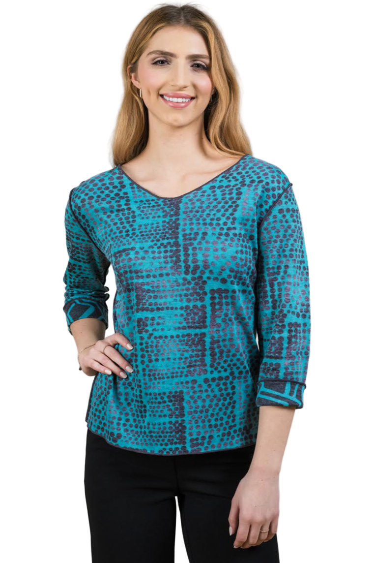 Trisha Tyler Reversible Dot V-Neck-NEW