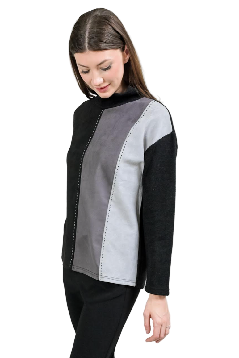 Trisha Tyler Ultra Suede Color Block Sweater-NEW