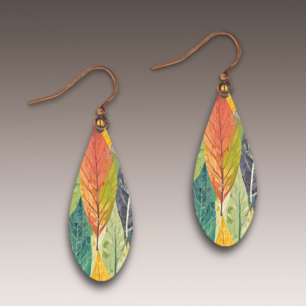 Handmade Forest Block Print Dew Drop Earrings