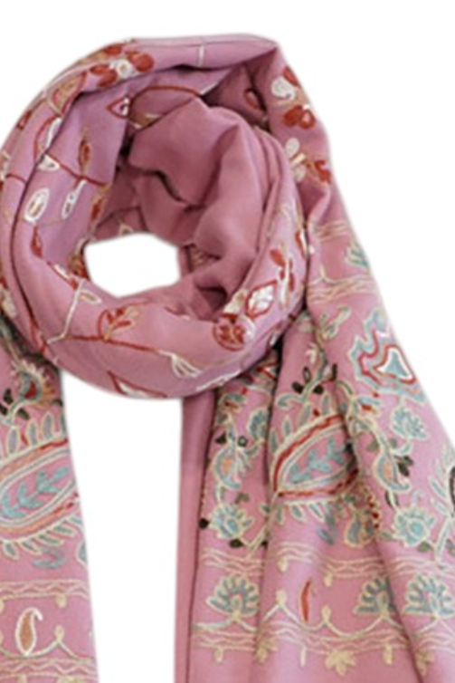 Dusty Pink Embroidered Scarf