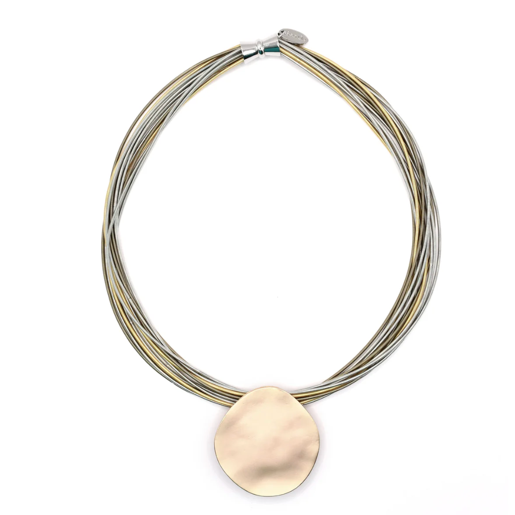 Sea Lily Piano Wire Disc Necklace-NEW
