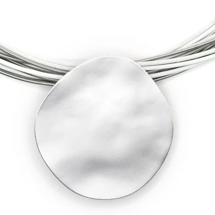 Sea Lily Piano Wire and Silver Disc Necklace-NEW
