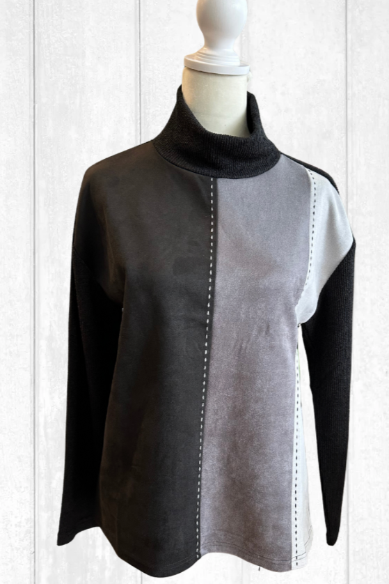 Trisha Tyler Ultra Suede Color Block Sweater-NEW