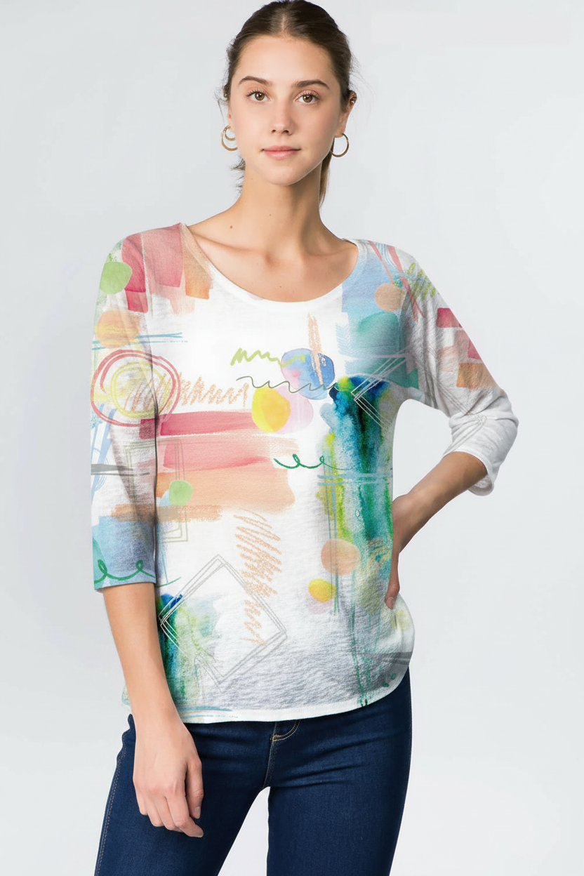 Abstract Watercolor Print Top