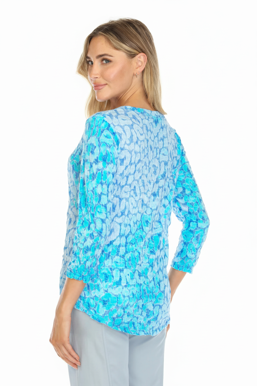 Blue Abstract Print Top - Image 3
