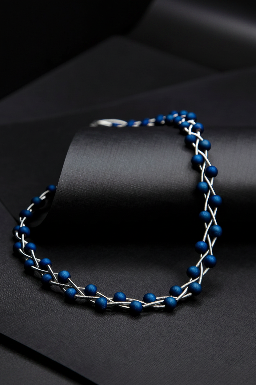 Braided Blue Necklace – Flat Lay 2:3