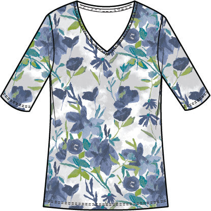 Habitat Cozy Rib Floral V-Neck Tee