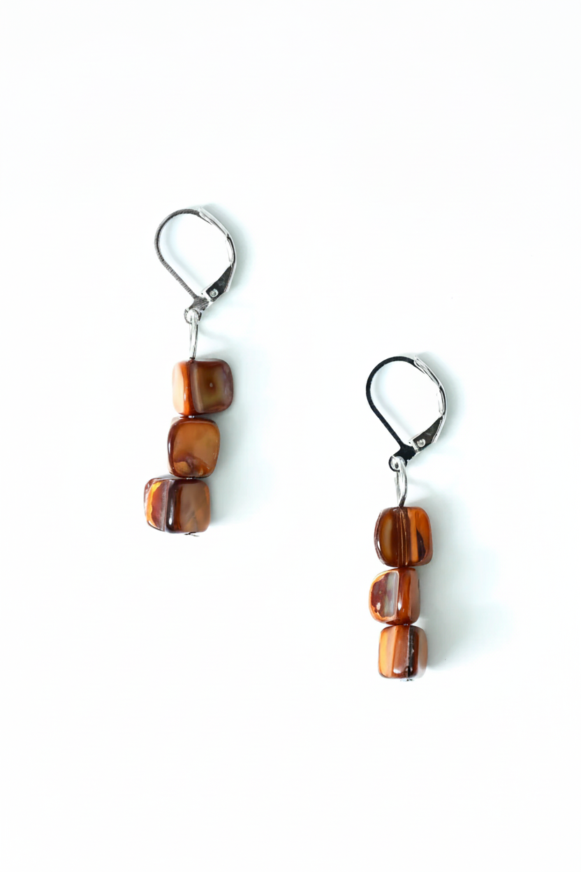MOP Brown Nugget Earrings – Flat Lay 2:3