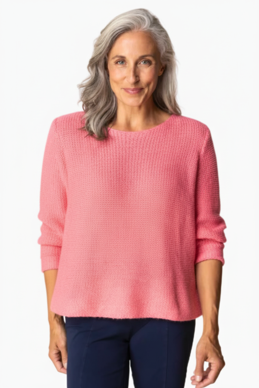 Sharpened pink sweater with color correction