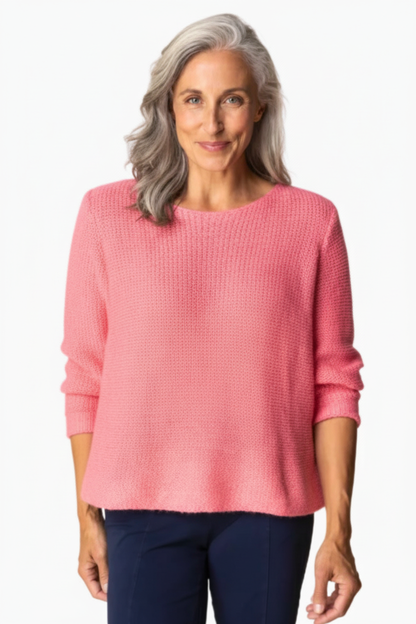 Sharpened pink sweater with color correction