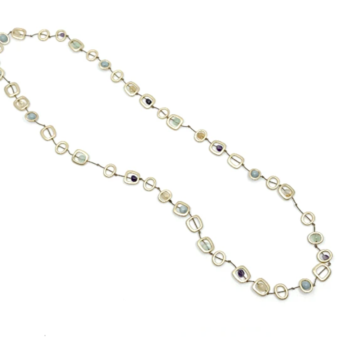 Sea Lily Long Stone Necklace-Gold Tone-Restocked