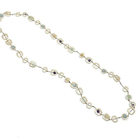 Sea Lily Long Stone Necklace-Gold Tone-Restocked