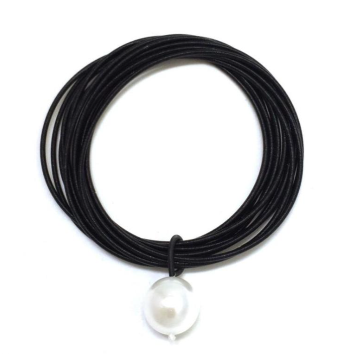 Sea Lily Piano Wire Bracelet with White Pearl