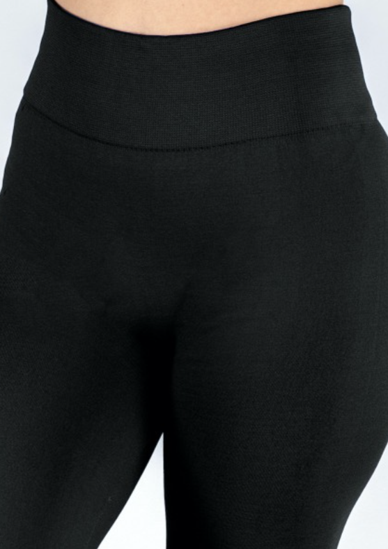 One Size Fits Most Fleece Lined Legging-Black