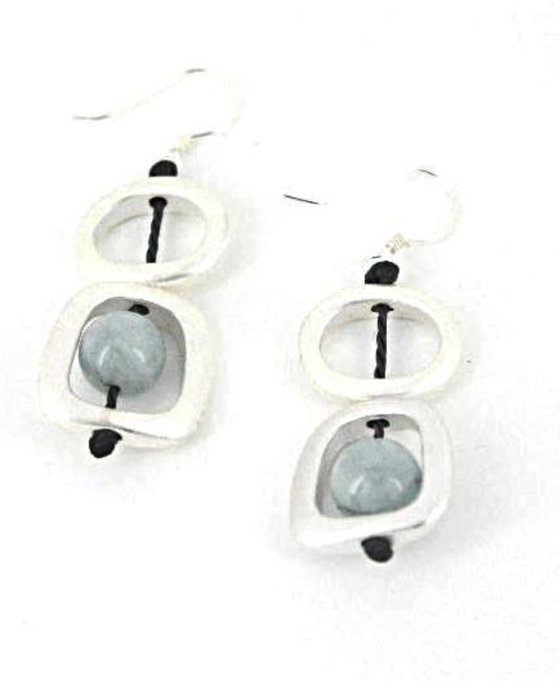 Sea Lily Silver Tone and Stone Earrings