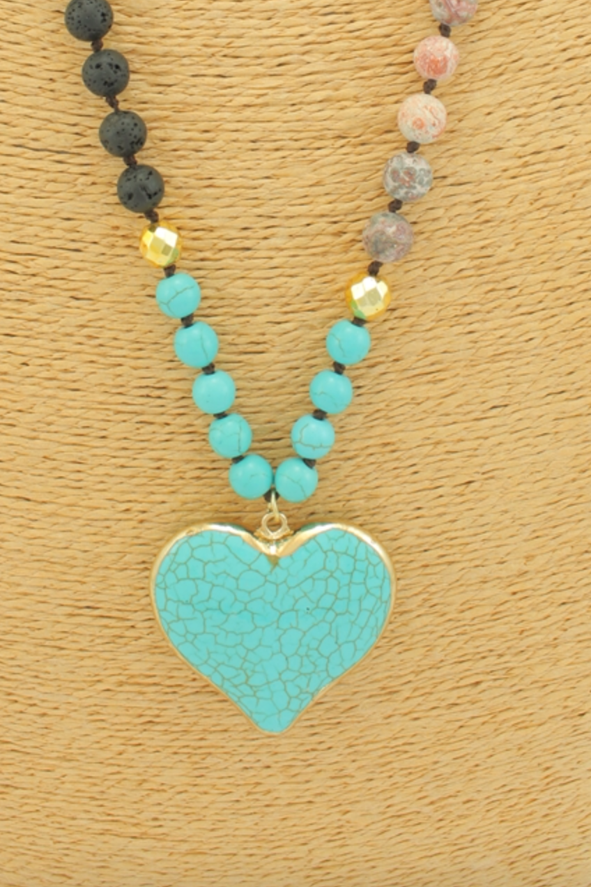 Stone Heart Beaded Necklace